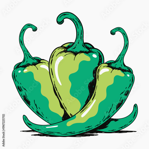 Three green jalapeno peppers