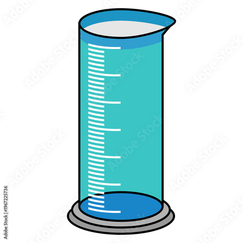 Illustration of a laboratory measuring cylinder, designed in a flat style. Simple design of a laboratory measuring cylinder. Science icon.	
