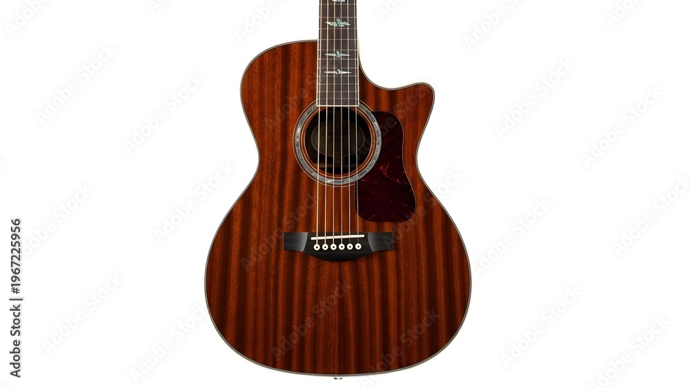 Fototapeta premium A brown acoustic guitar on transparent background