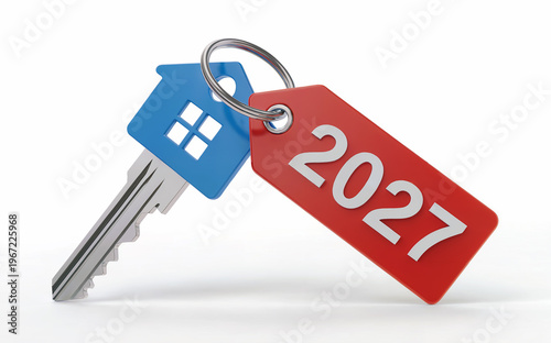 House Key with 2027 Tag, Real Estate Investment and Future Property Concept