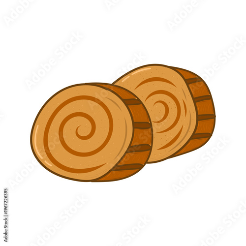 Hand drawn roll cake, roll cake icon in doodle style