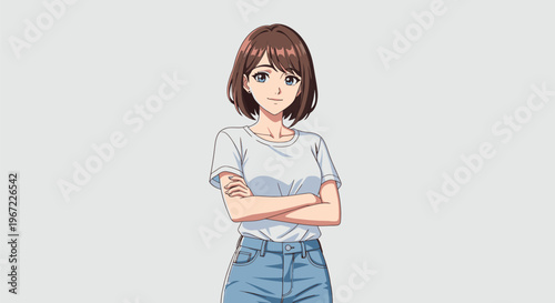 Young Woman Standing with Arms Crossed.