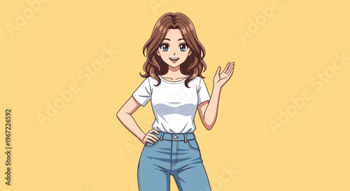 Cartoon Woman Gesturing with Confidence.