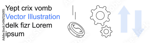 Business development, financial growth, economic trends, technology integration, digital currency, industry innovation. Currency symbol with gears and arrows. Business development and financial