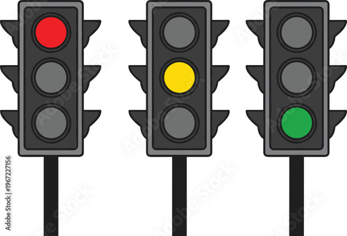 Traffic lights with red, yellow, and green signals