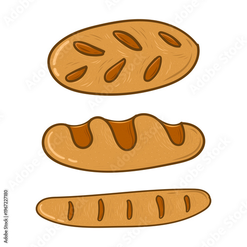 Hand drawn bread, bread icon in doodle style