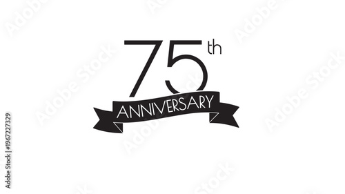 Anniversary 75th banner with elegant black font on a white background, suitable for celebrations and special events