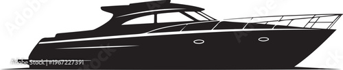 Black silhouette of a motorboat yacht