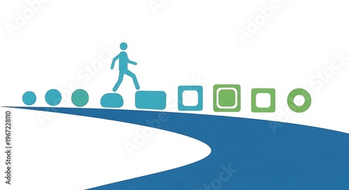 business growth and step by step progress journey concept illustration.