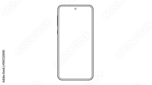 Smartphone outline icon with rounded corners and a single front camera hole at the top. featuring mobile phone, cell phone, device with gadget and