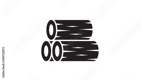Logs icon with textured bark detail, representing natural wood resources for construction, fuel, or industry.