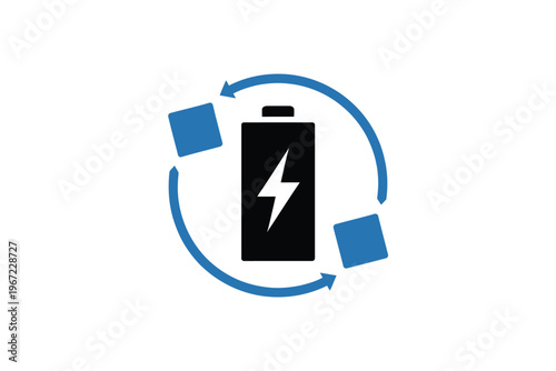 Battery recycling symbol a dark battery with a lightning bolt and arrows