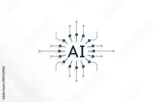 Clean AI Technology Concept with Circuit Lines, Minimal Digital Innovation Background