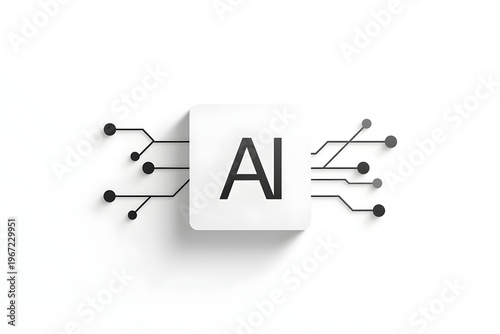 Artificial Intelligence Symbol with Abstract Circuit Network, Minimal Tech Design Background