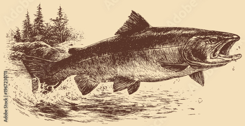 A flat vector illustration of a trout. This vector illustration can be used in any size you like for advertising, logos, and other work.	