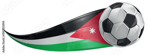 Jordan flag with soccer ball with speed effect. Vector illustration