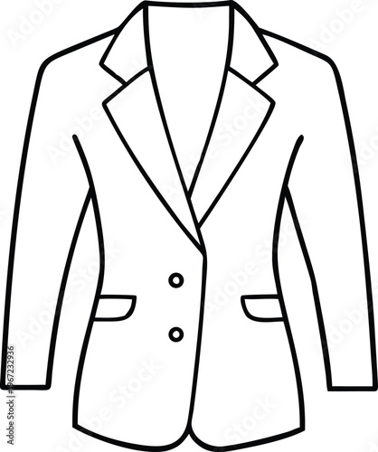 Detailed minimalist outline of a two button formal blazer jacket for contemporary business style