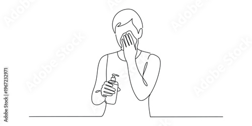 Continuous Line Drawing of Person Using Hand Sanitizer