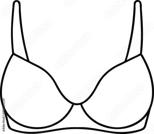 Detailed Outline Illustration of a Structured T Shirt Bra for Daily Wear
