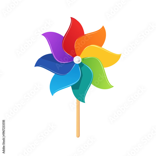 Colorful pinwheel on a transparent background.