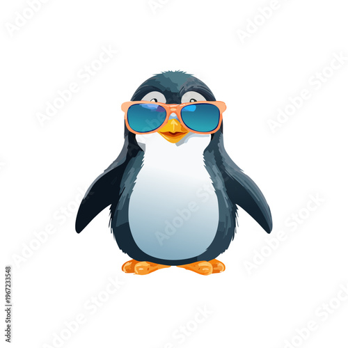 Penguin in the sunglass on a transparent background.