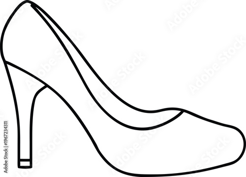 Elegant Black Outline of a Classic High Heel Stiletto Shoe for Womens Fashion