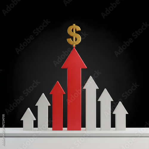 Profit growth, financial success, business finance, economy trend, upward arrow chart