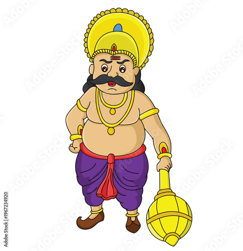 Cute cartoon hand drawn vector lord yamraj clipart.