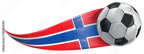 Norway flag with soccer ball with speed effect. sport banner
