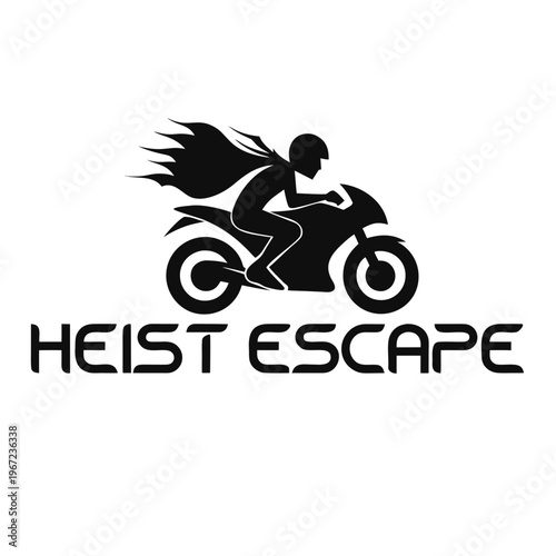 Heist Escape Motorcycle Rider Silhouette Logo Design