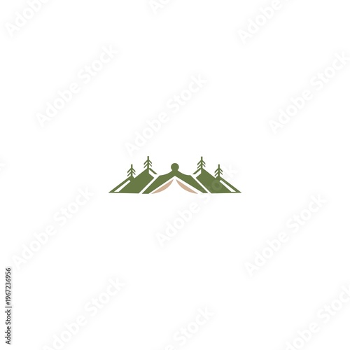 Forest camping vector logo template design