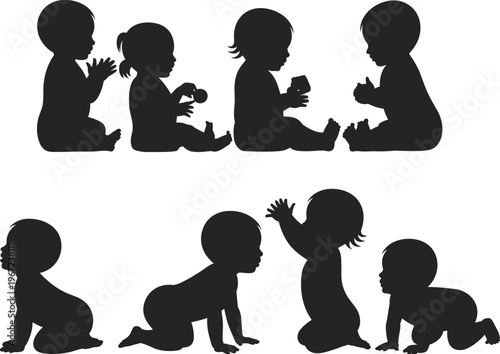 Silhouette of children using smartphones and digital devices, depicting screen addiction, social isolation, technology dependence, modern parenting challenges and impact on childhood development