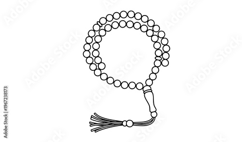 Tasbih beads islamic prayer dhikr outline vector illustration