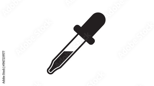 Dropper filled with dark liquid and black bulb for precise liquid transfer in science and medicine applications.