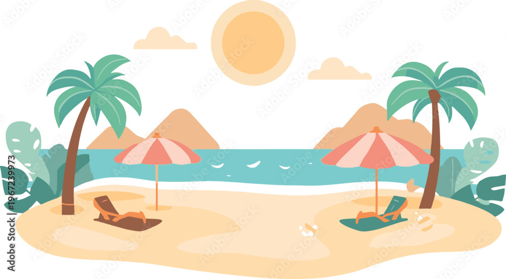 Obraz premium Tropical beach with palm trees