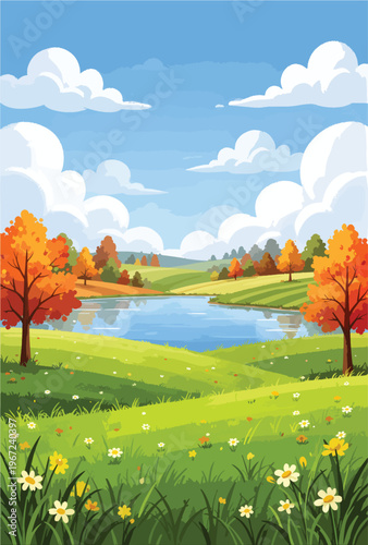 Autumn landscape with trees