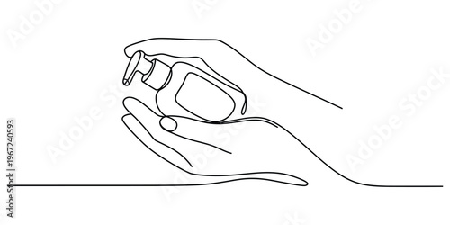 Continuous Line Art of Hands Using Hand Sanitizer
