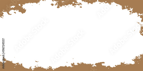 Vintage brown grunge paper background with a dirty ink splatter texture and decorative floral vector border framing a central design space for text