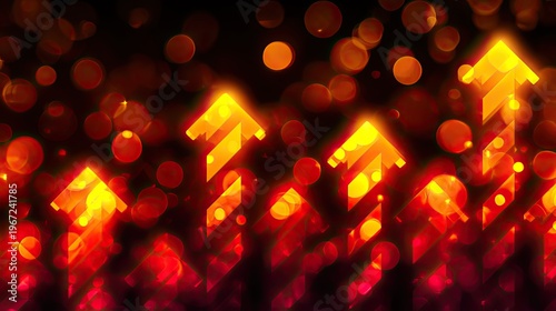 Red arrows pointing up with bokeh effect
