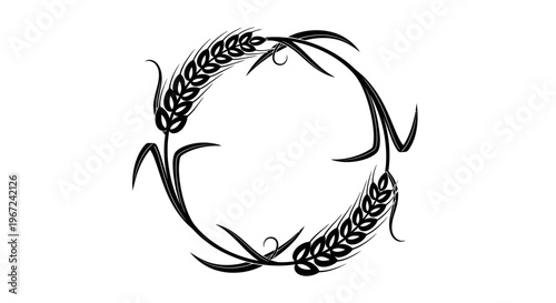 Stylized wheat ears in a circular wreath frame