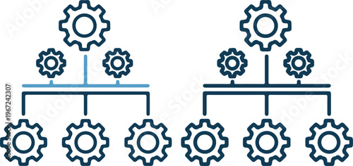 Gear icons in a hierarchy structure