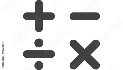 Calculator icon set with basic mathematical symbols and operations