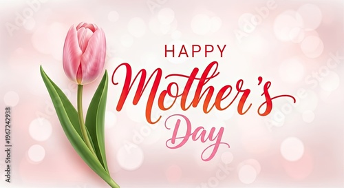 Happy mother s day beautiful pink tulip floral greeting card for celebrating moms and showing appreciation