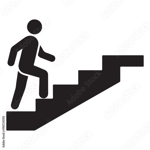 Walking up the stairs or staircase icon vector silhouette 