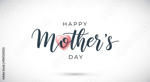 Happy mother s day elegant calligraphy design with watercolor heart celebrating moms