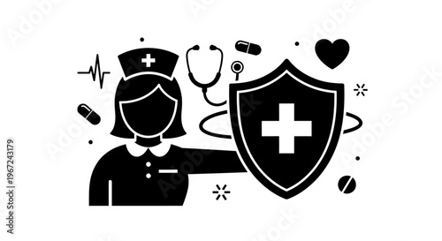 Nurse Wearing Face Mask Symbol.