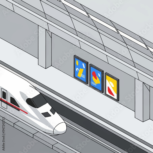High-Speed Train Illustration - Modern Transportation and Urban Art.