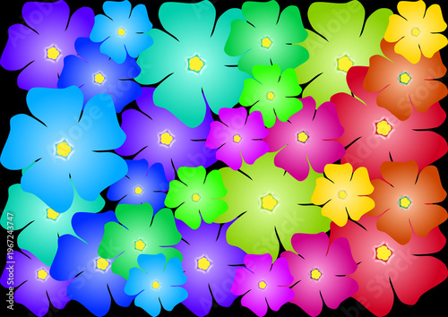 Dessin de fleurs en forme de pervenches multicolores