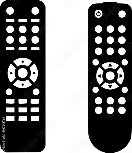 Remote control device icon set television media controller buttons flat vector illustration minimal technology equipment isolated design collection
