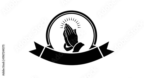 Praying Hands Logo Icon Symbol.
